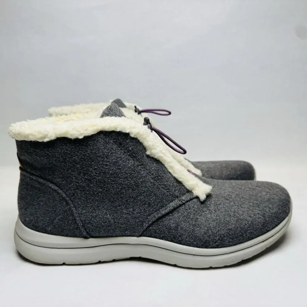 Ryka Everest Ankle Boots Womens Size 10 M Gray Faux Shearling Lined‎ Lightweight